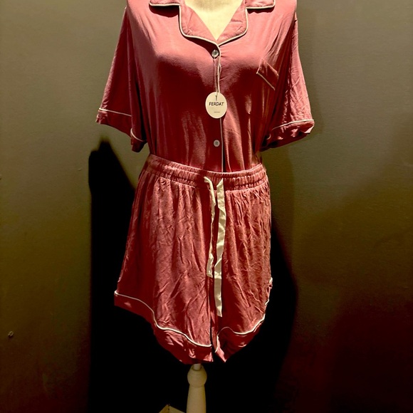 FERDAT Women’s Sleepwear Night Shirt & Shorts Pink Constellations Size XL - Picture 5 of 8